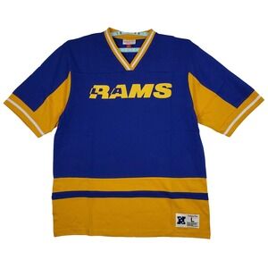 Los Angeles Rams Mitchell & Ness NFL Large Shirt‎ Blue Yellow Striped New